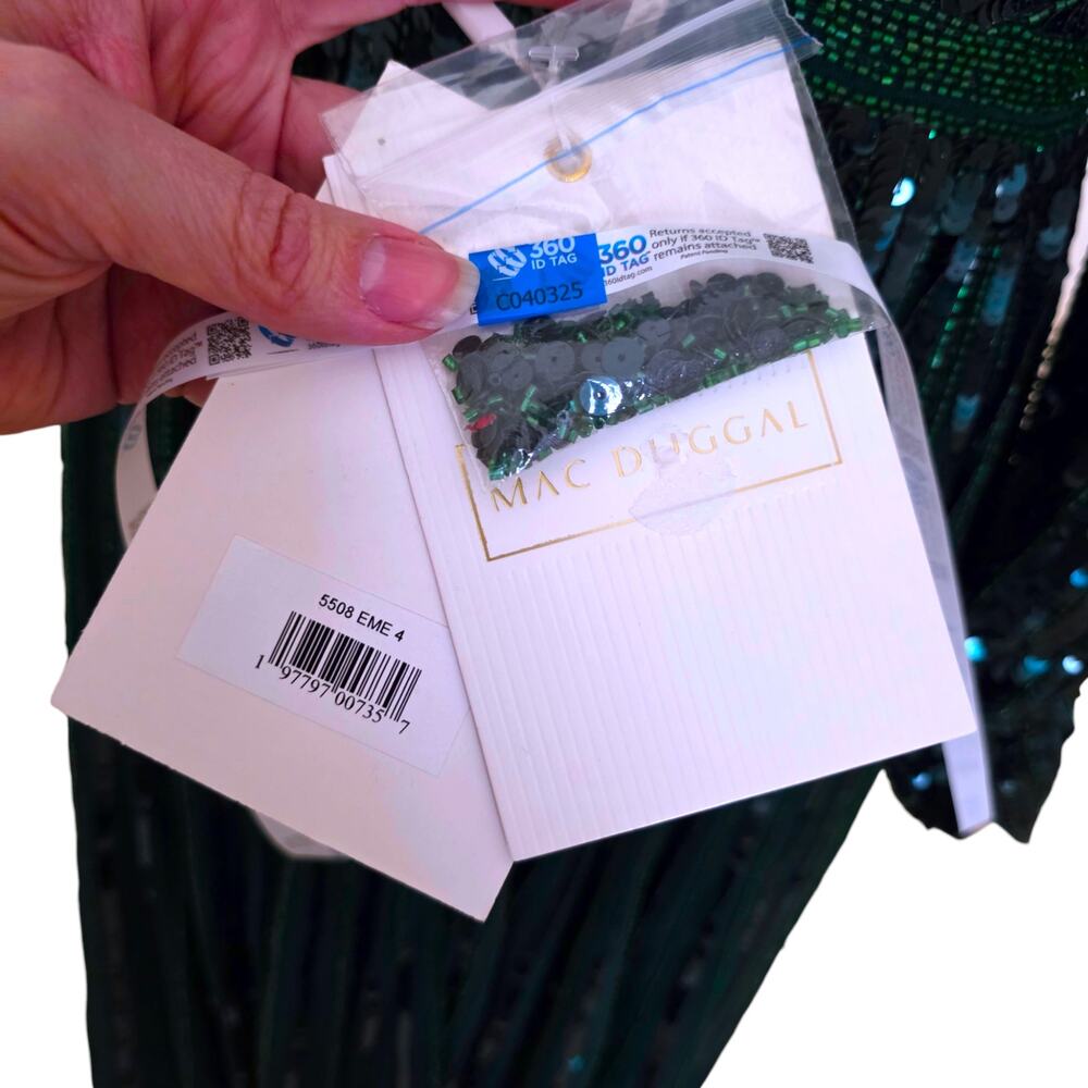 Mac Duggal 5508 Emerald Green Sequin One Shoulder Prom Evening Gown 4 Dress - Picture 12 of 13